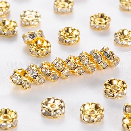 Brass Rhinestone Spacer Beads US-RB-A014-L5mm-01G-1