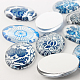 Blue and White Floral Theme Ornaments Glass Oval Flatback Cabochons US-X-GGLA-A003-18x25-YY-3
