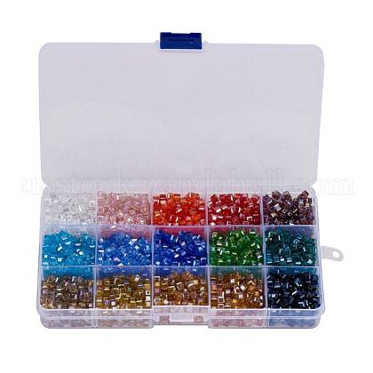 1 Box Diameter 4mm Electroplate Cube Glass Beads Faceted Multicolor Loose Beads for Jewelry Making US-EGLA-PH0002-4x4mm-03-1