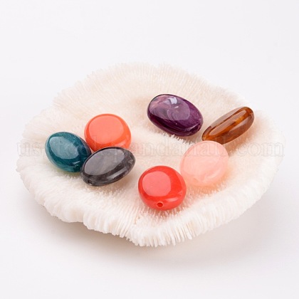 Mixed Acrylic Gemstone Beads Oval Beads US-X-PGB277Y-1