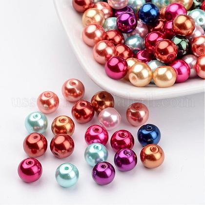 Mixed Glass Pearl Round Beads US-X-HYC003-1