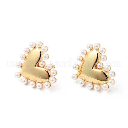 Rack Plating Brass with Acrylic Beads Stud Earrings for Women US-EJEW-G311-06G-1