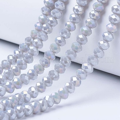 Electroplate Glass Beads Strands US-EGLA-A034-P8mm-B11-1