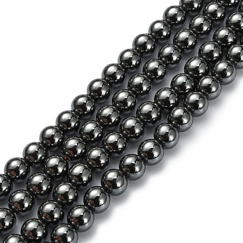 Non-Magnetic Synthetic Hematite Beads Strands, Round, 8mm, Hole: 1mm, about 50pcs/strand