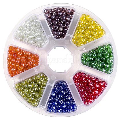 Multicolor 6/0 Diameter 4mm Lustered Transparent Round Glass Seed Beads with Box Set Value Pack US-SEED-PH0001-06-4mm-1