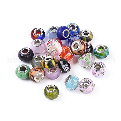 Mixed Styles Handmade Lampwork Glass European Beads US-LPDL-L002-M-1