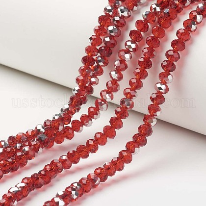Electroplate Transparent Glass Beads Strands US-EGLA-A034-T10mm-M05-1