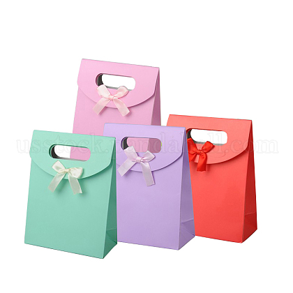Paper Gift Bags with Ribbon Bowknot Design US-CARB-BP024-M-1