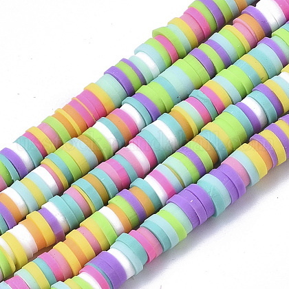 Handmade Polymer Clay Bead Strands US-CLAY-S094-4mm-A04-1