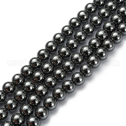 Non-Magnetic Synthetic Hematite Beads Strands US-G-H1624-8mm-2-1