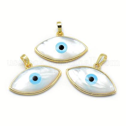 Eye Pearl Shell Enamel Pendants US-BSHE-L007-11-1