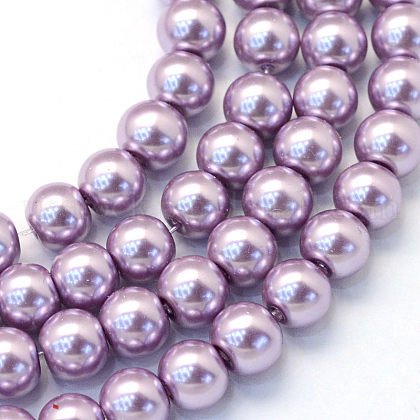 Baking Painted Pearlized Glass Pearl Round Bead Strands US-HY-Q003-10mm-44-1