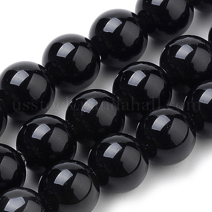 Natural Black Onyx Beads Strands US-G-S259-19-8mm-1