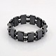 Magnetic Hematite Rectangle and Round Beads Stretch Bracelets for Valentine's Day Gift US-BJEW-M066-10-1