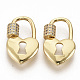 Brass Micro Pave Clear Cubic Zirconia Screw Carabiner Lock Charms US-ZIRC-S066-008-2