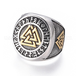 304 Stainless Steel Signet Rings for Men US-RJEW-D073-09-ASG