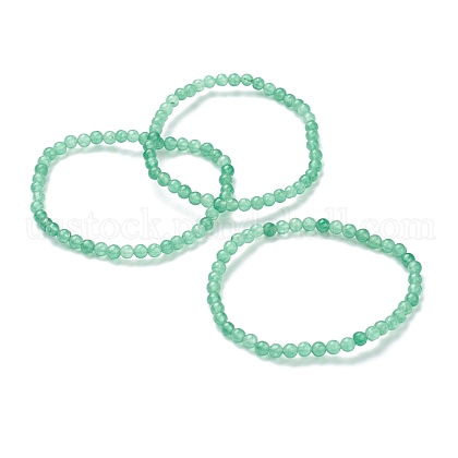Natural Green Aventurine Beaded Stretch Bracelets US-BJEW-D446-A-34-1