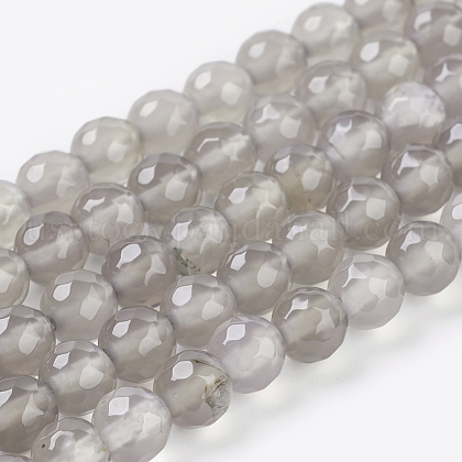 Natural Grey Agate Beads Strands US-G-G067-6mm-1-1