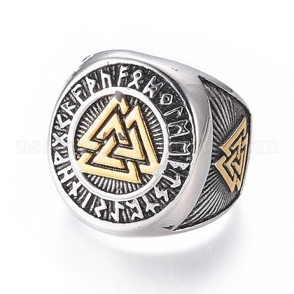 304 Stainless Steel Signet Rings for Men US-RJEW-D073-09-ASG-1