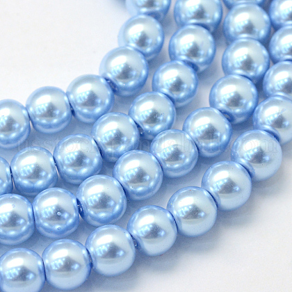 Baking Painted Pearlized Glass Pearl Round Bead Strands US-HY-Q330-8mm-24-1