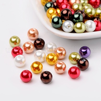 Luster Pearlized Glass Pearl Beads US-HY-X006-8mm-09-1