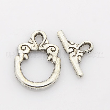 Tibetan Style Alloy Ring Toggle Clasps US-PALLOY-J471-24AS-1