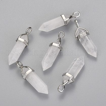Natural Quartz Crystal Double Terminated Pointed Pendants US-G-F295-04G-1