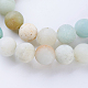 Frosted Natural Flower Amazonite Round Bead Strands US-G-J363-01-8mm-3