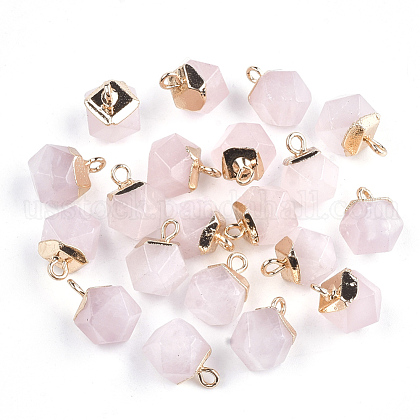 Electroplate Natural Rose Quartz Charms US-X-G-S344-08H-1