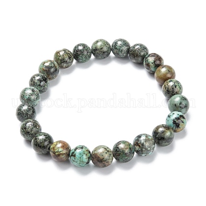 Natural African Turquoise(Jasper) Stretch Beaded Bracelets US-G-A185-01M-1