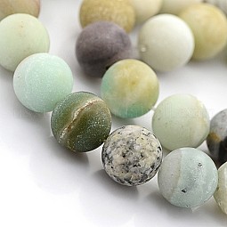 Natural Frosted Flower Amazonite Round Beads US-G-D616-10mm