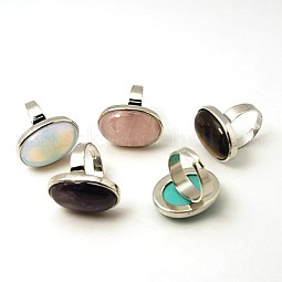 Great Valentines Gifts Natural & Synthetic Mixed Stone Rings US-RJEW-C094-M
