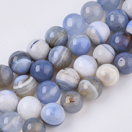 Natural Striped Agate/Banded Agate Beads Strands US-G-S359-046-1