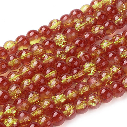 Spray Painted Crackle Glass Beads Strands US-CCG-Q002-6mm-10-1