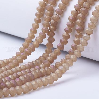 Electroplate Transparent Glass Beads Strands US-EGLA-A034-T8mm-X02-1