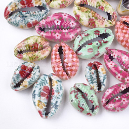 Printed Cowrie Shell Beads US-SHEL-S266-09A