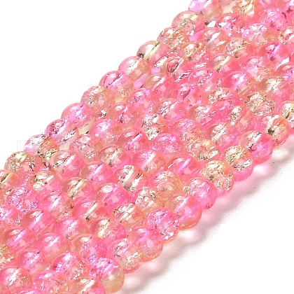 Spray Painted Crackle Glass Beads Strands US-CCG-Q002-4mm-03-1