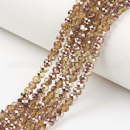 Electroplate Transparent Glass Beads Strands US-EGLA-A034-T8mm-N11-1