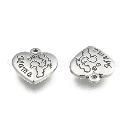 Heart with Word Mama 316 Stainless Steel Pendants US-STAS-I061-153-1