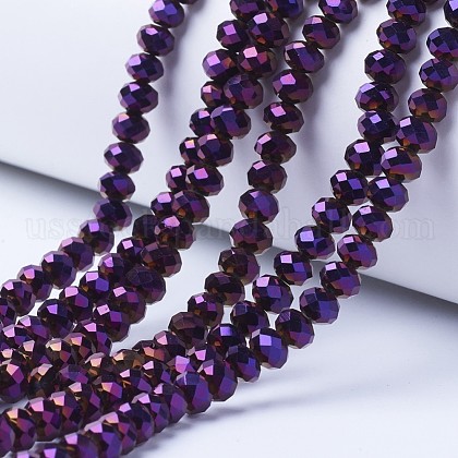 Electroplate Transparent Glass Beads Strands US-EGLA-A034-T6mm-UA06-1