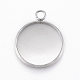 304 Stainless Steel Pendant Cabochon Settings US-STAS-E146-18P-16mm-1