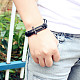 Adjustable Cross with Word Iron Braided Leather Cord Bracelets US-BJEW-P0001-02B-6