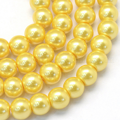 Baking Painted Pearlized Glass Pearl Round Bead Strands US-HY-Q003-6mm-67-1