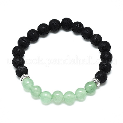 Natural Green Aventurine Beads Stretch Bracelets US-BJEW-R309-02-A14-1