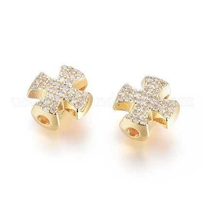 Brass Micro Pave Cubic Zirconia Slide Charms US-ZIRC-G166-38G-1