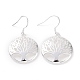 Silver Color Plated Brass Tree of Life Dangle Earrings US-EJEW-BB12301-1