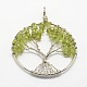 Tree of Life Natural & Synthetic Mixed Stone Bead Brass Wire Wrapped Big Pendants US-KK-L136-01-NR-2