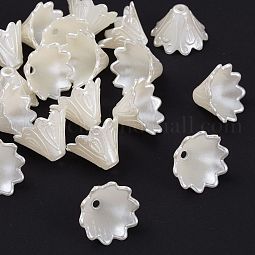 Multi-Petal Flower ABS Plastic Imitation Pearl Bead Caps US-OACR-R016-25