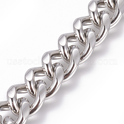 304 Stainless Steel Cuban Link Chains US-CHS-L020-008P