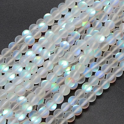 Synthetic Moonstone Beads Strands US-G-F142-8mm-01-1